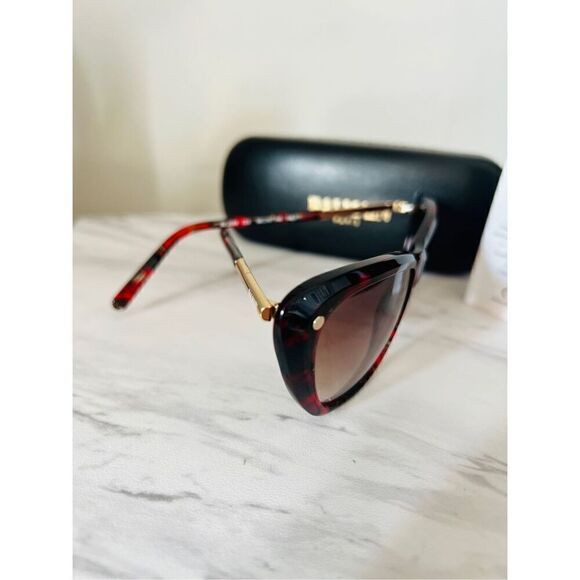 BALMAIN 56mm Modified Cat Eye Sunglasses, Polarized, Designer, Red Tortoise, NWT - Picture 13 of 16